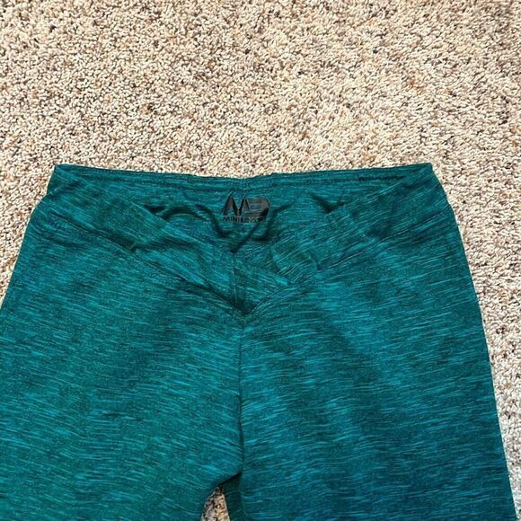 Mini Beast Heathered Teal Workout V-Front Leggings Small - Picture 2 of 6